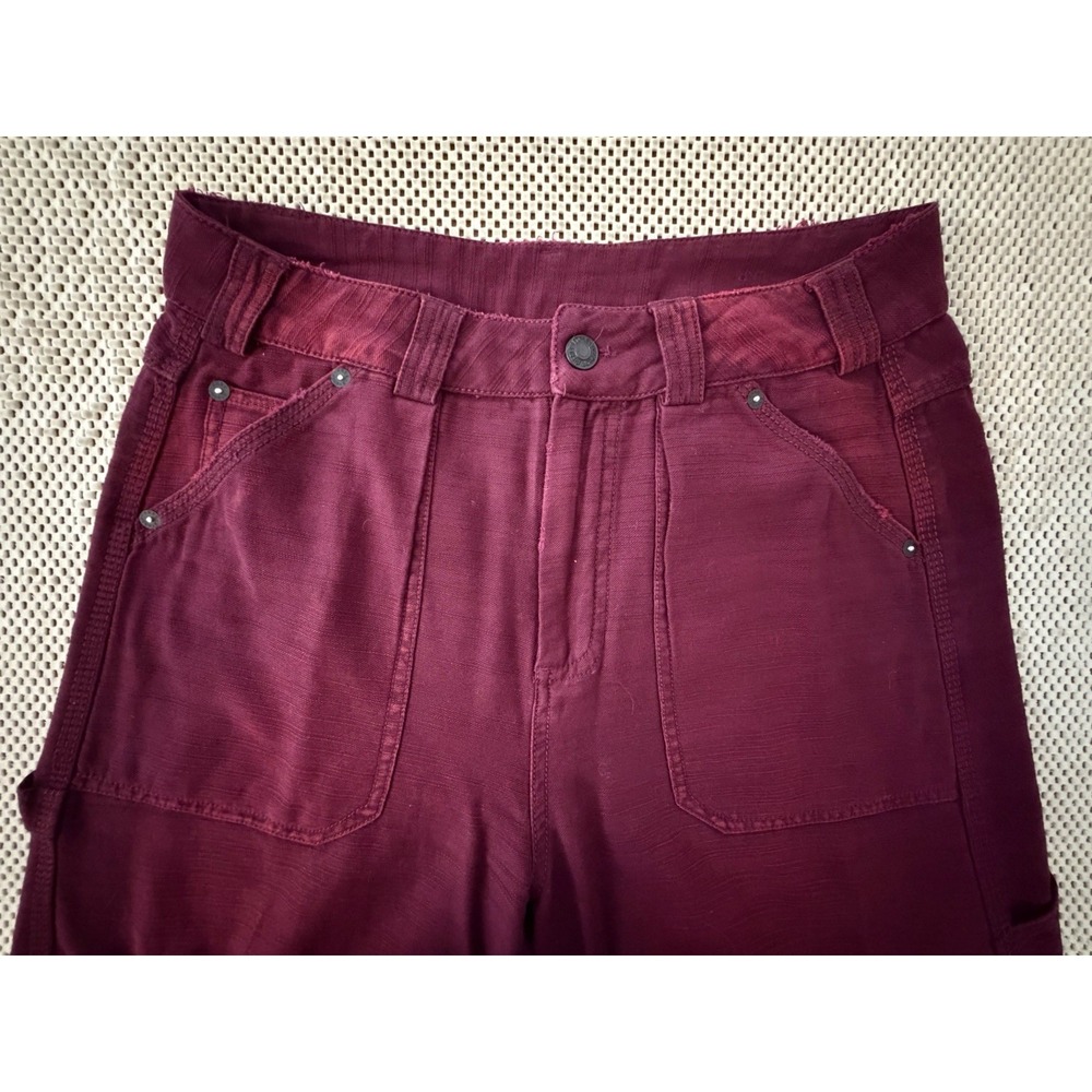Free People Stay Awhile Jeans Sz 0 Carpenter Barrel Leg Pants Maroon Mulberry - Picture 3 of 12